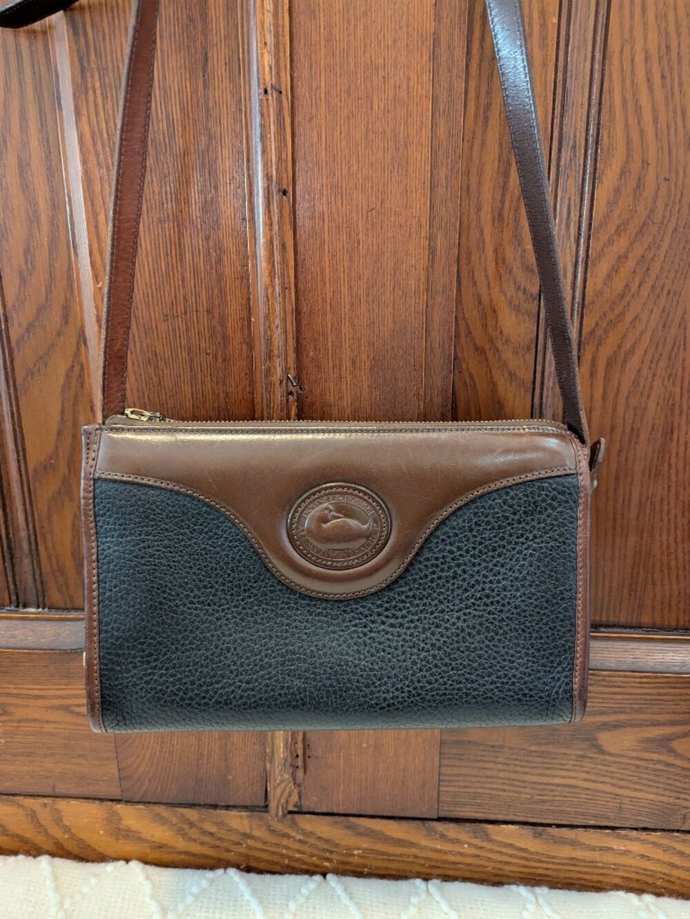 Vintage Dooney & Bourke Brown and Black AWL Crossbody Bag
